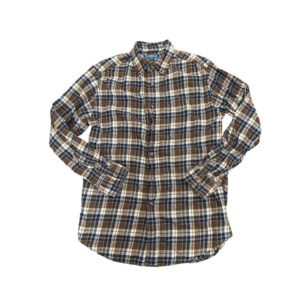 Croft and Barrow Women’s Sz S Brown Plaid Flannel Long Sleeve Button Up Shirt